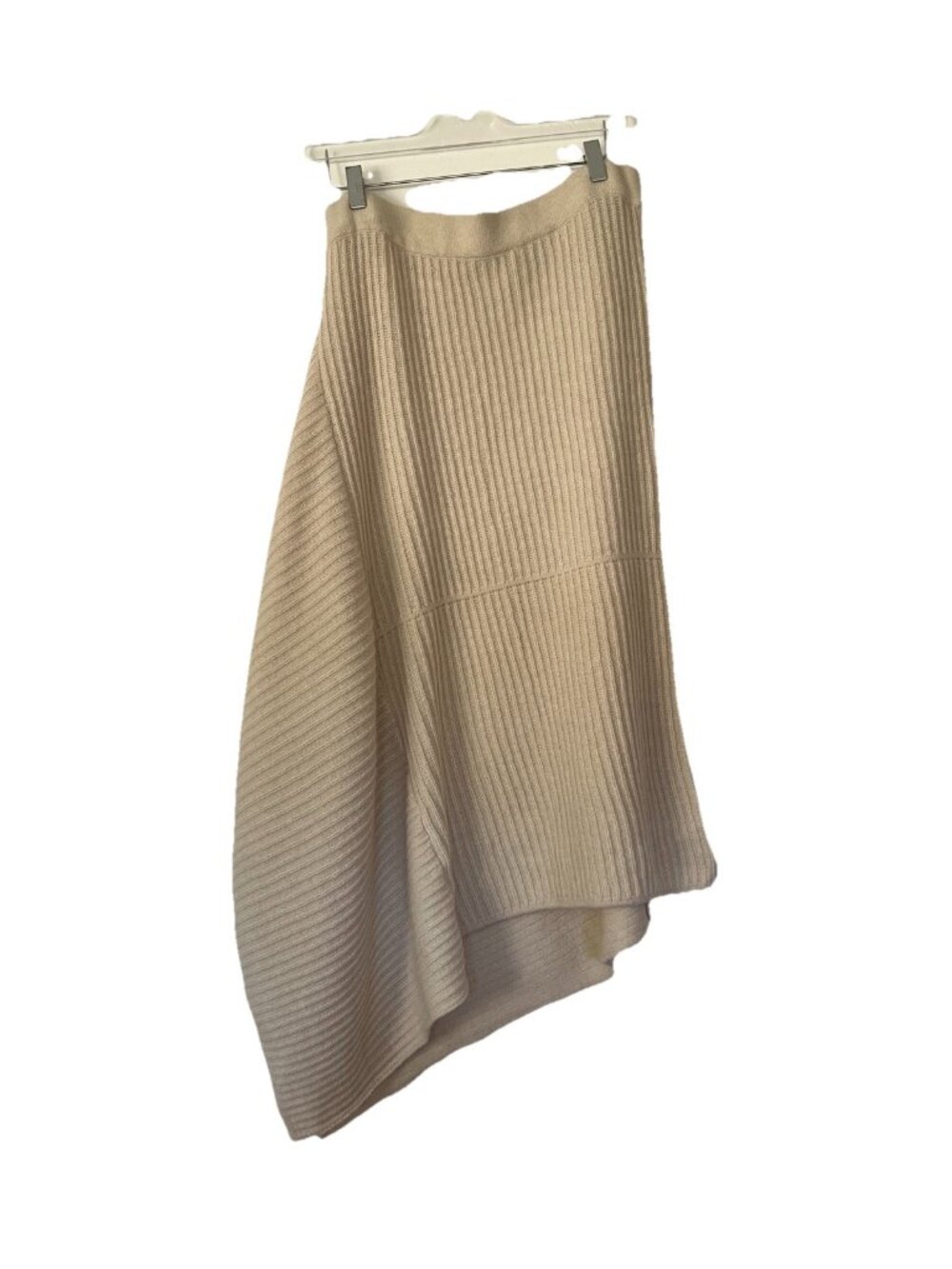 12th Tribe Mod Cream Asymmetrical Ribbed Knit Midi Skirt NWT Size XL Comfort